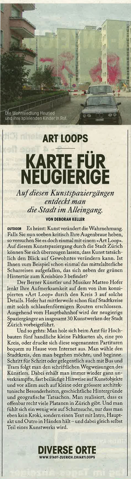 art loop 6: Zeitungsbericht